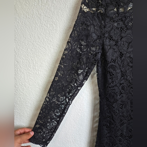 Black Long Sleeve Sheath Cocktail Dress - Picture 3 of 7